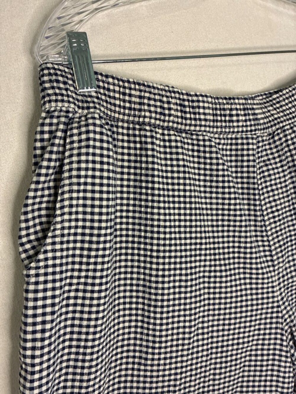 Emily Daniels XL Gingham Capri Pants Navy White Check Elastic Waist Pockets - Picture 5 of 13